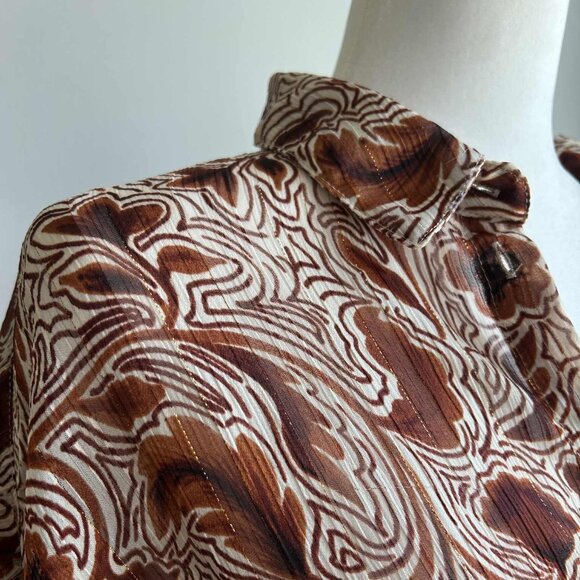 Esqualo Sheer Metallic Floral Blouse with Gold Thread Detail – EU 38 / US 8 - Picture 4 of 10